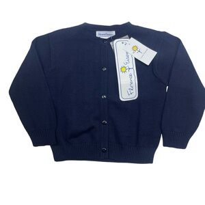 NWT Florence Eiseman Navy Blue Cotton Cardigan Button Up Sweater 4